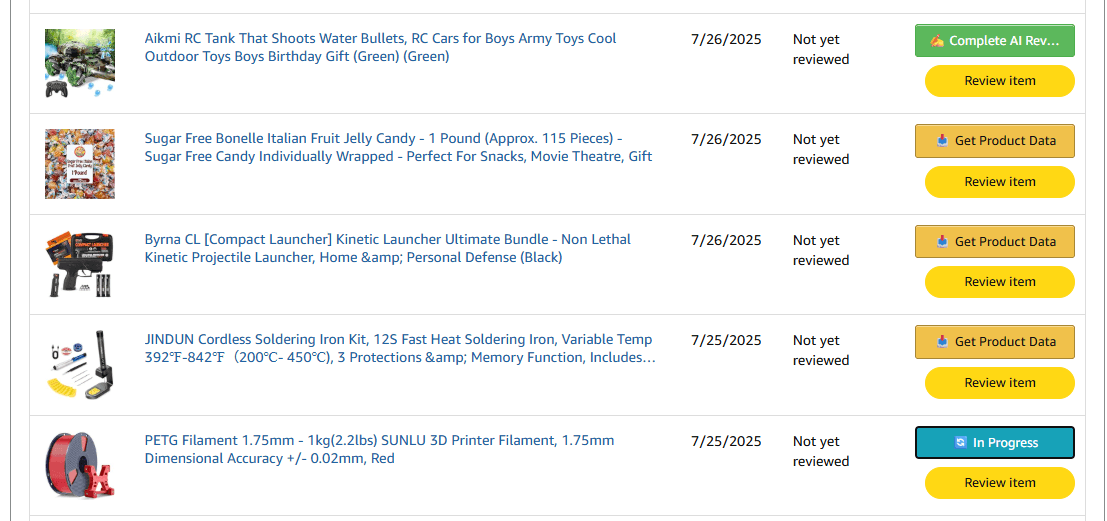 VineReviewer extension panel on Amazon Vine product page